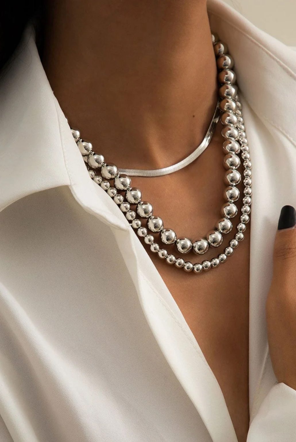 Set Ball Silver Necklace